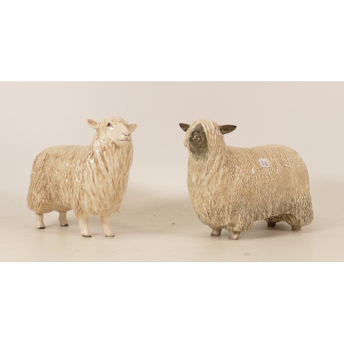 512 - Beswick Cotswold sheep 4122 together with Wensleydale Sheep 4123 (2)