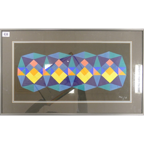 638 - Paul Montem CLARKE (1915-1999) 'Four By Four'. Framed Behind Glass. Size incl frame, Height: 45.7cm ... 