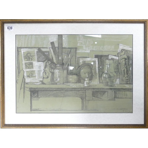 639 - Paul Montem CLARKE (1915-1999) 'Still Life', Chalk on Paper. Framed Behind Glass. Creases/Tearing to... 