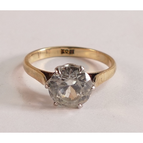 805 - 18ct gold CZ solitaire ring, size N,3g.