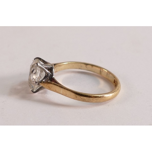 805 - 18ct gold CZ solitaire ring, size N,3g.