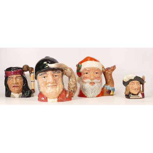 228 - Royal Doulton Large Character Jug Santa Claus D6675, Gone Away D6531, 2nds Geronimo D6733 & small Ar... 