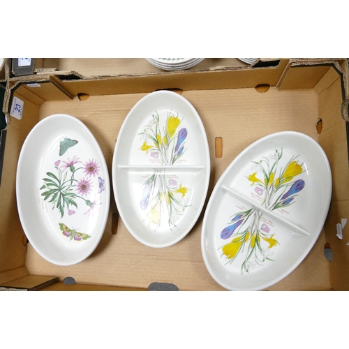 23 - A collection of Portmeirion Botanic patterned items including 3 two sectional serving dishes