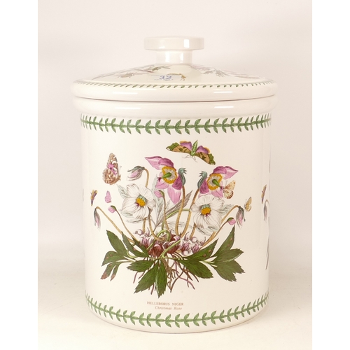 32 - Portmeirion Botanic patterned large bread Bin, (damaged rim), height 35cm