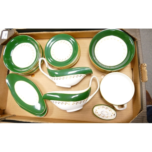 34 - A very large Spode Green Velvet patterned dinner service including gravy boats, tureens, Coffee set,... 