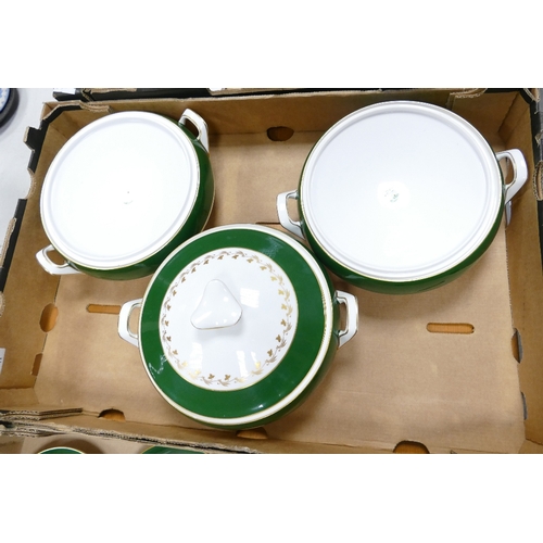 34 - A very large Spode Green Velvet patterned dinner service including gravy boats, tureens, Coffee set,... 