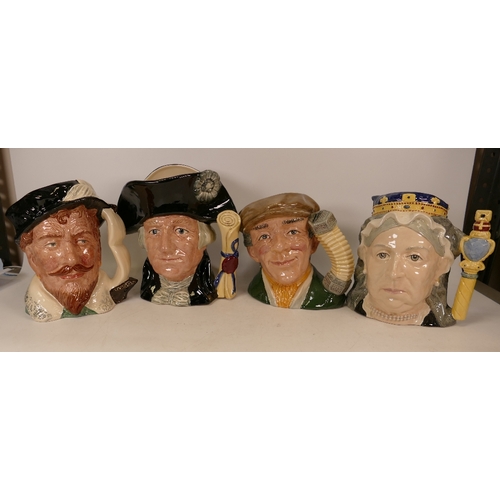 392 - Royal Doulton large character jugs to include George WAshington D6669, Sir Francis Drake D6805, Quee... 