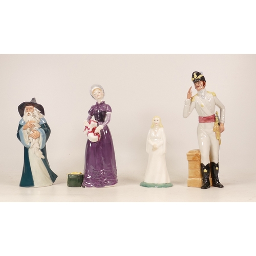 531 - Four Royal Doulton Character Figures to include Good Day Sir HN2896, Morning Ma'am HN2895, Gandalf H... 