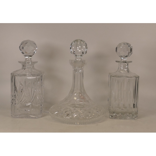 542 - Three Crystal Glass Decanters to include one Royal Doulton example and one Ships Decanter. (3)