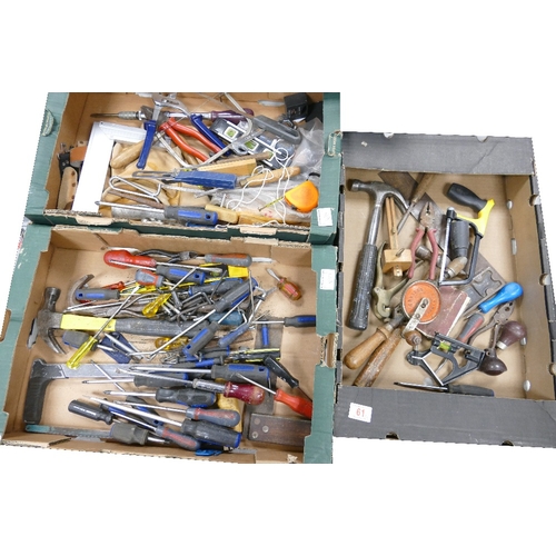 61 - A large Collection of used DIY Handtools (3 tray)