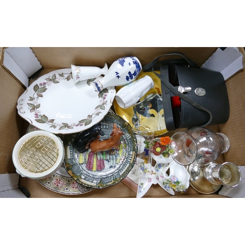 80 - A mixed collection of items to include Royal Doulton Moreton Series ware bowl, Green Cat Binoculars,... 