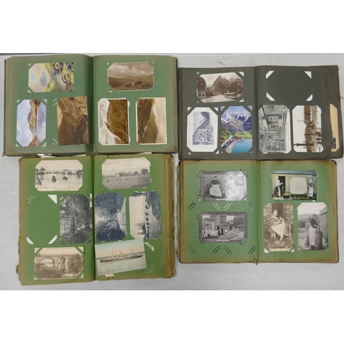 357C - Four albums full of hundreds of Postcards, mainly earlier part of last century Edward VII onwards.  ... 