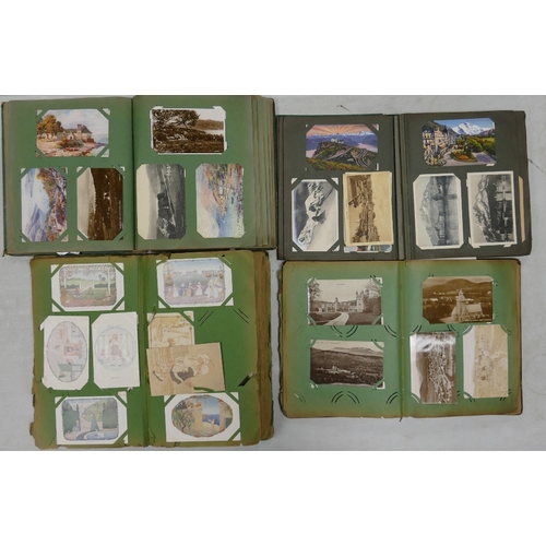 357C - Four albums full of hundreds of Postcards, mainly earlier part of last century Edward VII onwards.  ... 