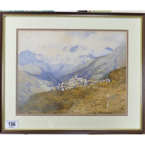 347D - BRIGGS, Ernest Edward (1866-1913), 'Pariana', Mountainous Landscape with town and buildings to foreg... 