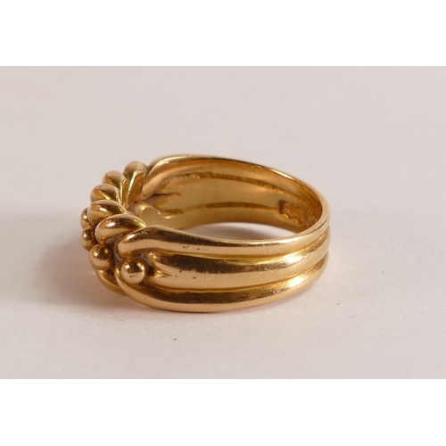 659 - 18ct gold hallmarked gents knot ring size N, weight 7.43.