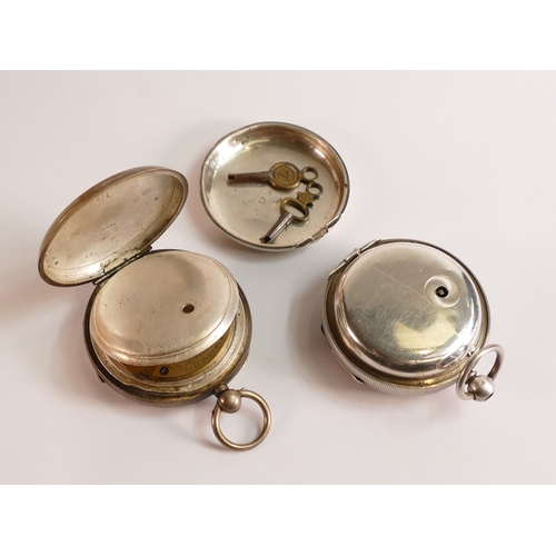 661 - Two silver cased key wind gents pocket watches, both sold as not working, Waltham missing glass, and... 