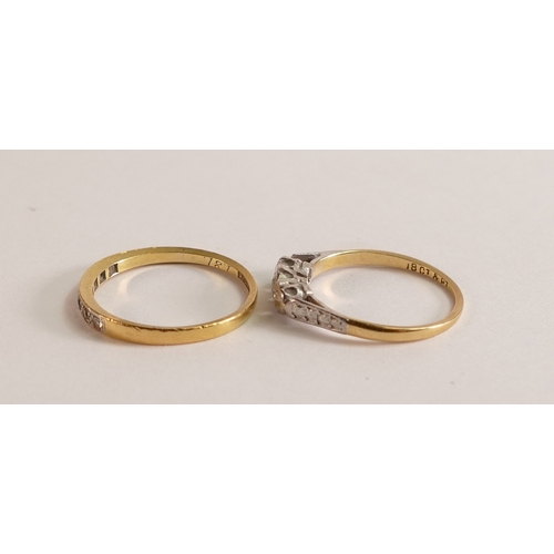 716 - Two worn 18ct gold diamond rings, 3.4g. (2)