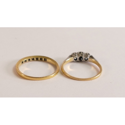 716 - Two worn 18ct gold diamond rings, 3.4g. (2)