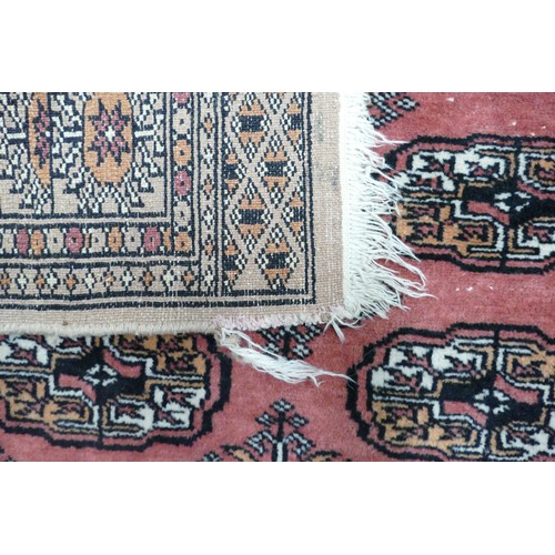 311G - A Red Uzbek Bokhara Style Rug. Wear and Fraying Noted. Length: 162cm Width: 97cm