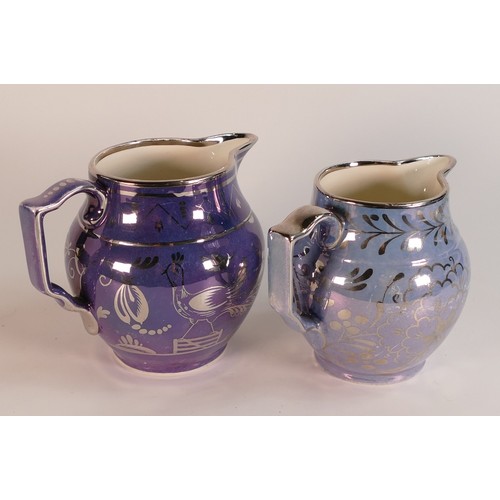 300 - Two Gray's Pottery lustre jugs, painted in designs contemporary to Susie Cooper. Height of tallest: ... 