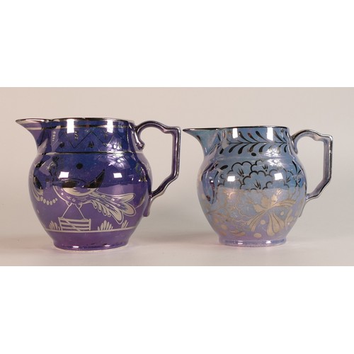 300 - Two Gray's Pottery lustre jugs, painted in designs contemporary to Susie Cooper. Height of tallest: ... 