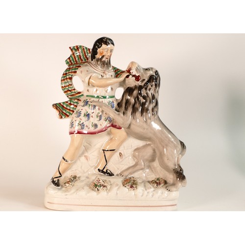 301 - Victorian Staffordshire flatback figure depicting the Lion Tamer Isaac Van Amburgh (1811-1865). Some... 