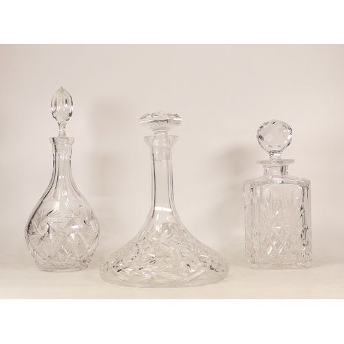 360 - Three quality crystal decanter to include the ships decanter