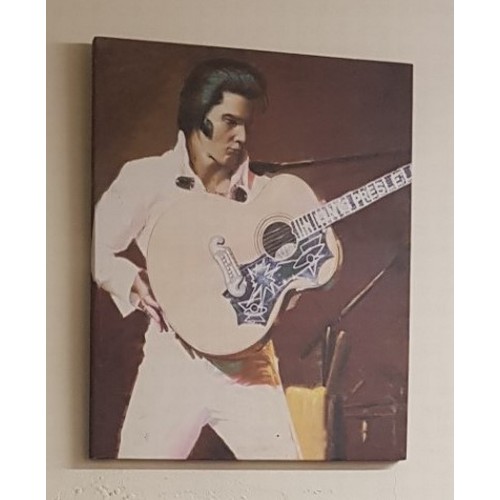 338 - Modern Print on Mounted Canvas of The King of Rock & Roll Elvis Presley. Height: 75cm Width: 59.7cm ... 