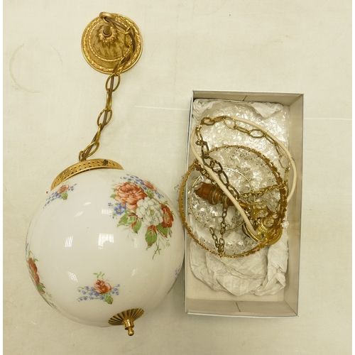 228 - Modern Ceiling Light with floral globular shade together with smaller example (2)