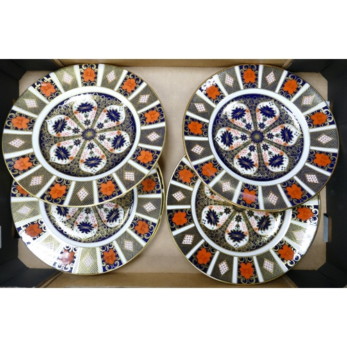 405 - Royal Crown Derby Old Imari 1128 set of 6 dinner plates, seconds, diameter 27cm (1 tray)