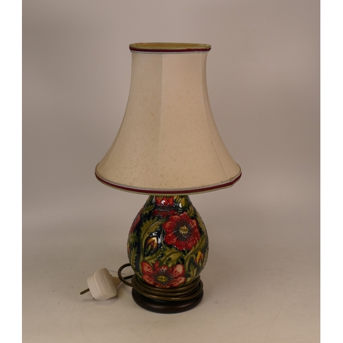 76 - Moorcroft Pheasant Eye lamp base with shade . Height including shade 41cm