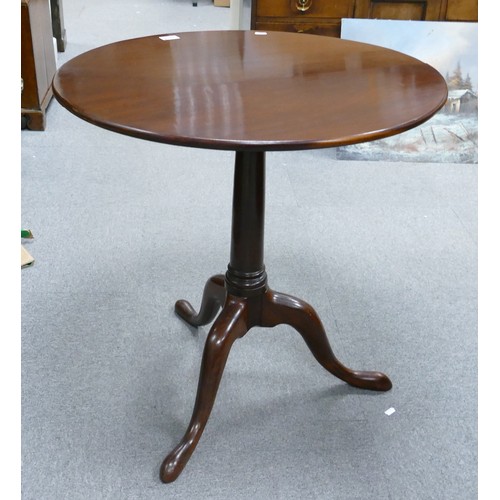 310C - Victorian Three Legged Tilt Top Table. Split to Top. Height: 71cm