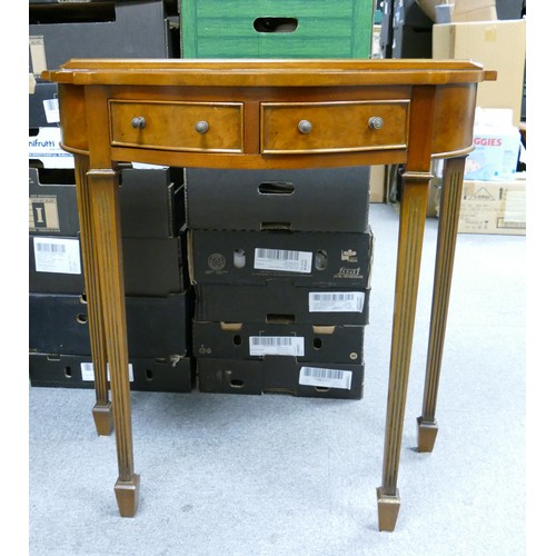 310B - A Sheraton Style Console Table with Burrwood Pattern Veneers. Height: 76cm