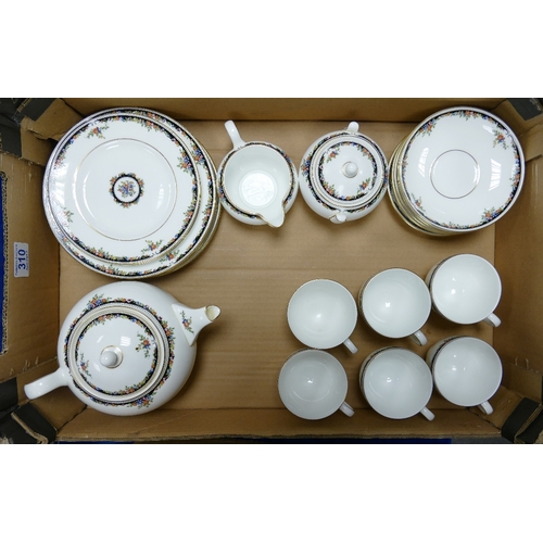 310 - A Wedgwood Osbourne Pattern 21 Piece Teaset with Three Extra Trio Plates. Teaset includes Teapot, Mi... 