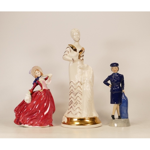 311 - Three Ceramic Figures to include Royal Doulton Autumn BreezesHN1934, Prototype Manor Collectables Fi... 