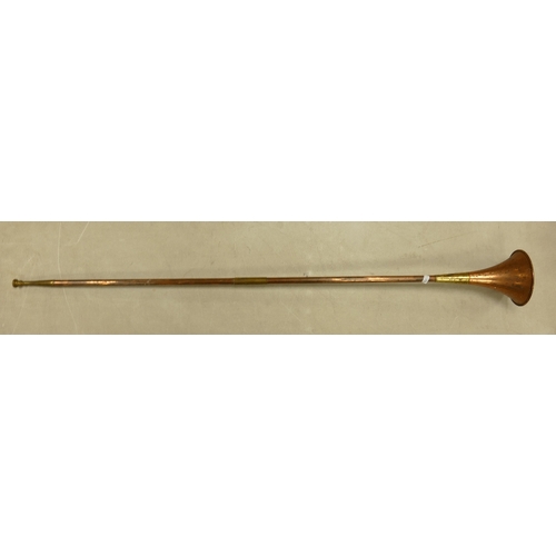 335 - Copper and Brass Hunting Horn. Length: 120cm