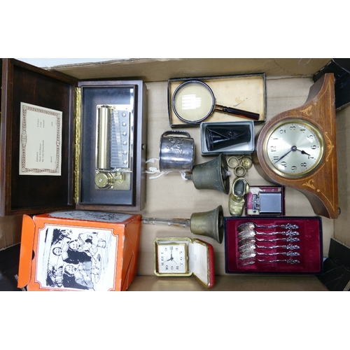 348 - A Mixed Collection of Items to include Music Box, Disney Christening Cup, Napoleon Mantle Clock, Bak... 