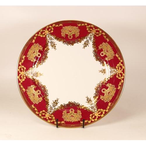 392 - Large De Lamerie Fine Bone China heavily gilded Christmas Garland patterned circular platter , speci... 