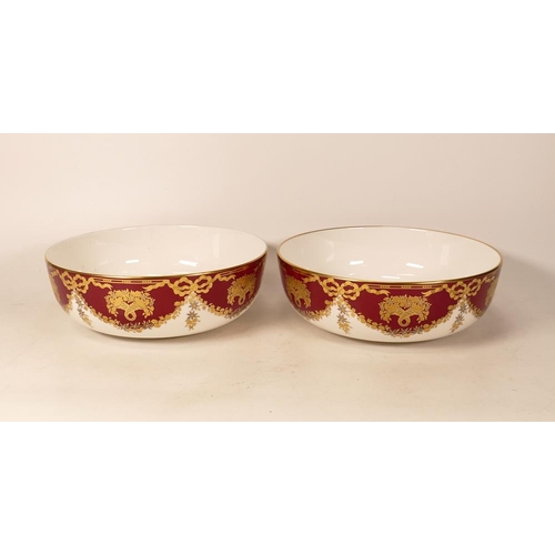 393 - Two De Lamerie Fine Bone China heavily gilded Christmas Garland patterned small fruit bowls , specia... 