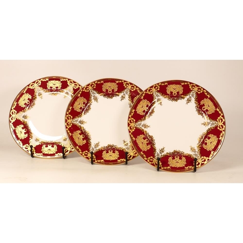 394 - Three De Lamerie Fine Bone China heavily gilded Christmas Garland patterned cabinet plates , special... 