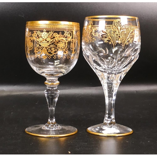 438 - Two De Lamerie Fine Bone China heavily gilded Non Matching Wine Glasses, specially made high end qua... 