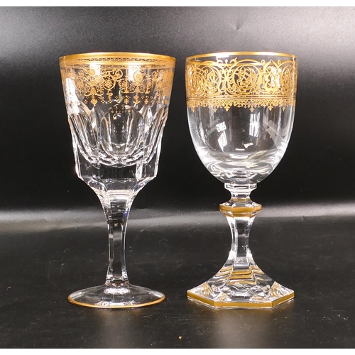 439 - Two De Lamerie Fine Bone China heavily gilded Non Matching Wine Glasses, specially made high end qua... 