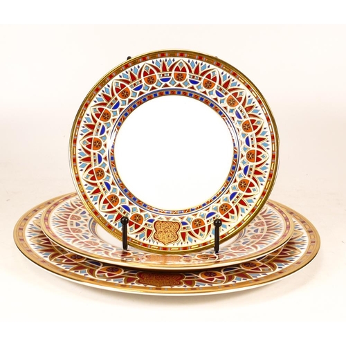 447 - De Lamerie Fine Bone China heavily gilded Private Commission patterned Plates with Arabic Motif, spe... 