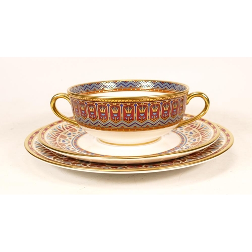 450 - De Lamerie Fine Bone China heavily gilded Private Commission patterned Plate , Two Handled Cup with ... 