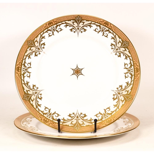 461 - De Lamerie Fine Bone China heavily gilded Light Orange & Gilt Rimmed Plates, specially made high end... 