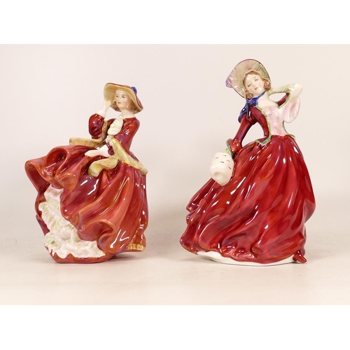 484 - Royal Doulton Lady figures Top O The Hill Hn1834 & Autumn Breezes Hn1934(2)