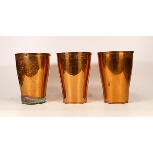 485 - A Set of Three Stacking Copper Vessels. Height: 17.7cm (3)