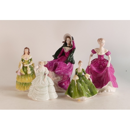 502 - Five Coalport Lady Figures to include Ladies of Fashion Winters Morn, Ladies of Fashion Flair, Mary ... 