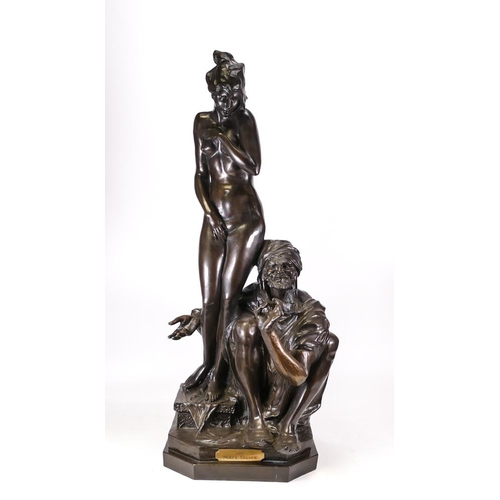 505 - AFTER BRUNO ZACH, Large Bronzed Resin Figure The Slave Seller, height 66cm