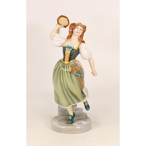 391 - Royal Doulton prestige figure Elsie Maynard HN2902, Stress crack across base up the wall at the rear... 